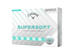 Callaway Supersoft pack front view showing teal stripe and 12-ball blister benefit visibility