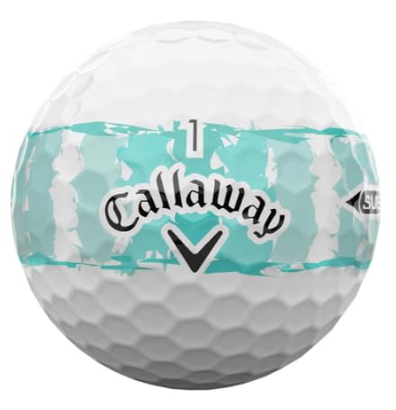 Label and dimple texture on Callaway Supersoft ball showing consistent roll benefit