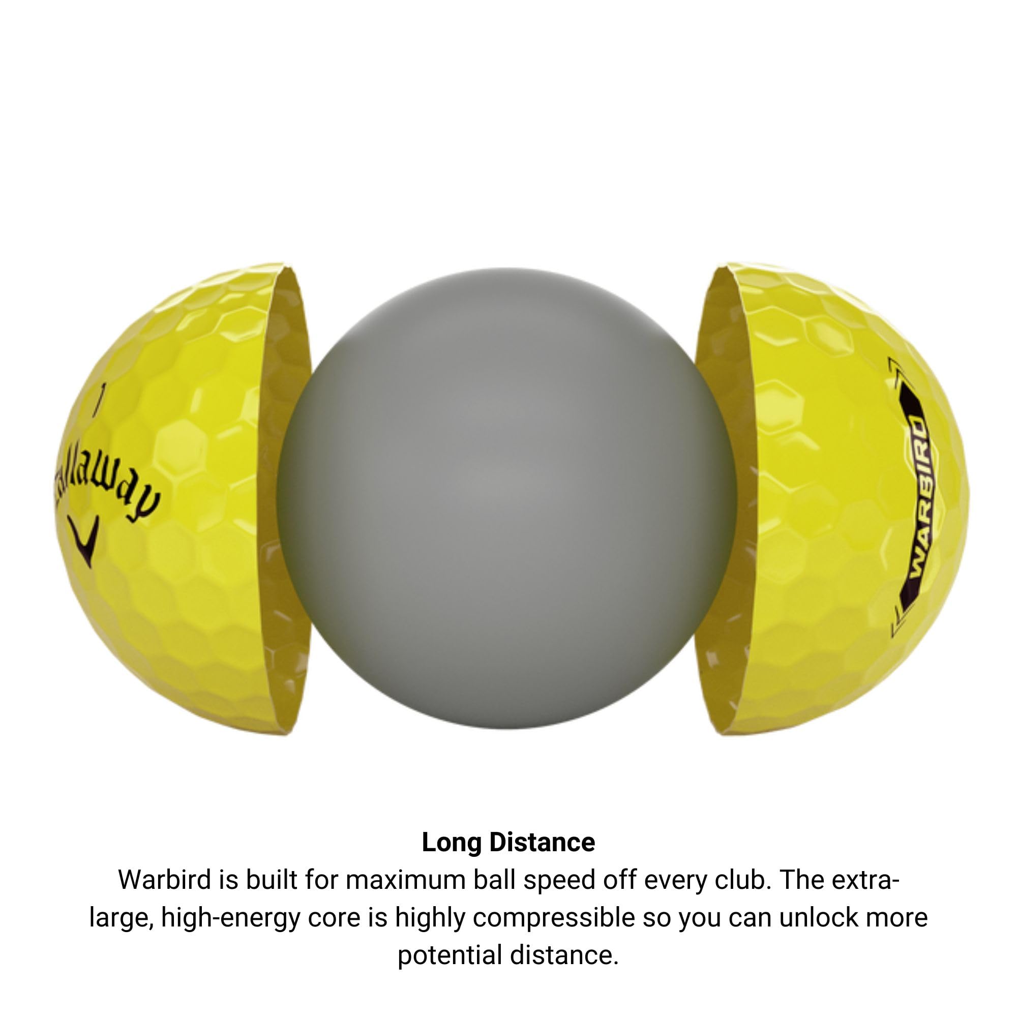 Callaway Warbird closeup logo and dimple pattern showing aerodynamic advantage