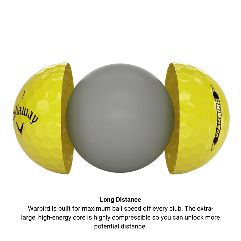 Callaway Warbird closeup logo and dimple pattern showing aerodynamic advantage