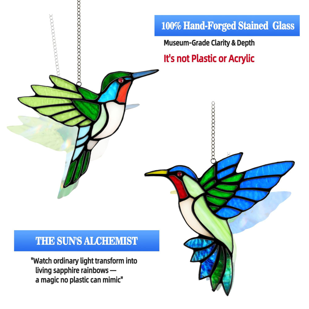 Calmpathz hummingbird close-up of glass texture highlighting craftsmanship