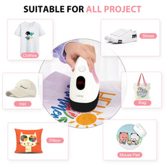 Calogy mini heat press pressing a small T-shirt vinyl transfer for easy personalization