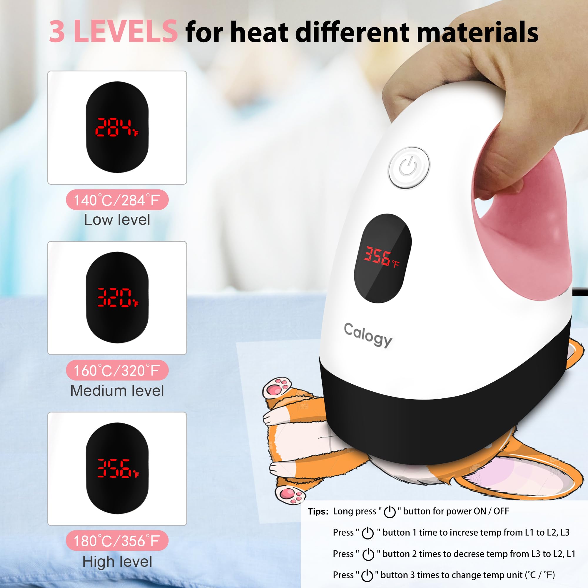Calogy mini heat press LED display showing real-time temperature for accuracy