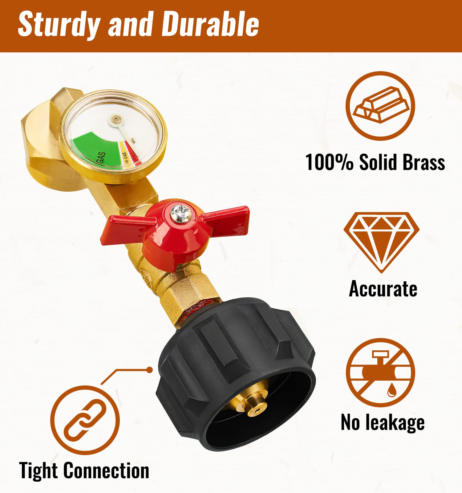 CALPOSE solid brass threads and seal for corrosion resistance and tight fit