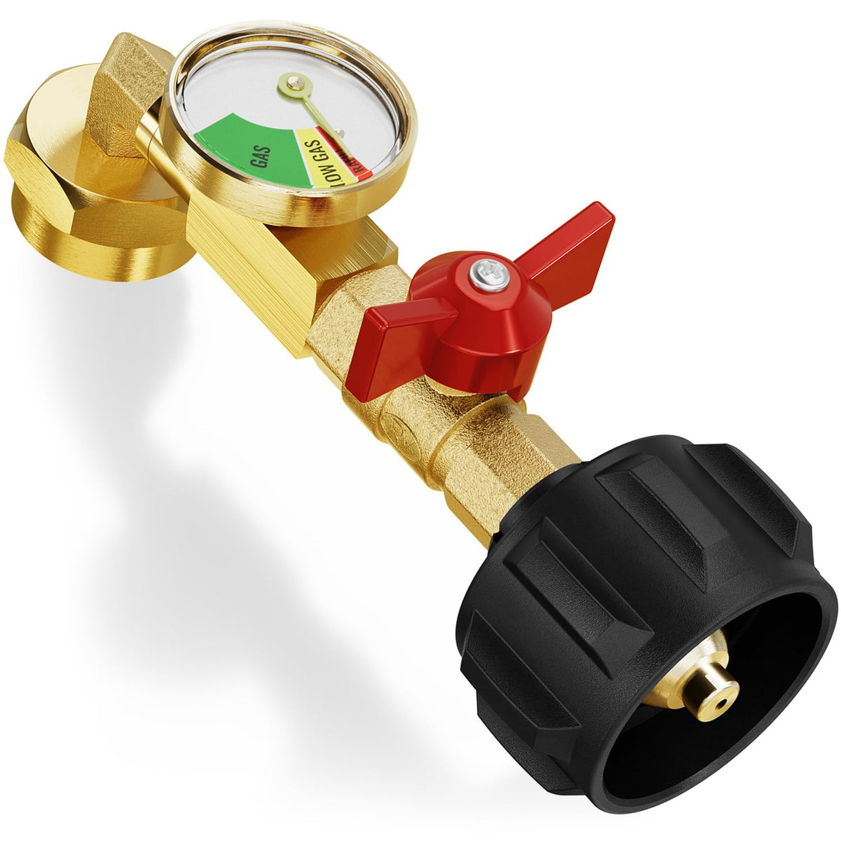 CALPOSE adapter front view showing valve and gauge for safe refills