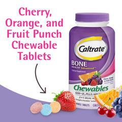 Close-up of Caltrate chewable tablets emphasizing smooth texture and chewability