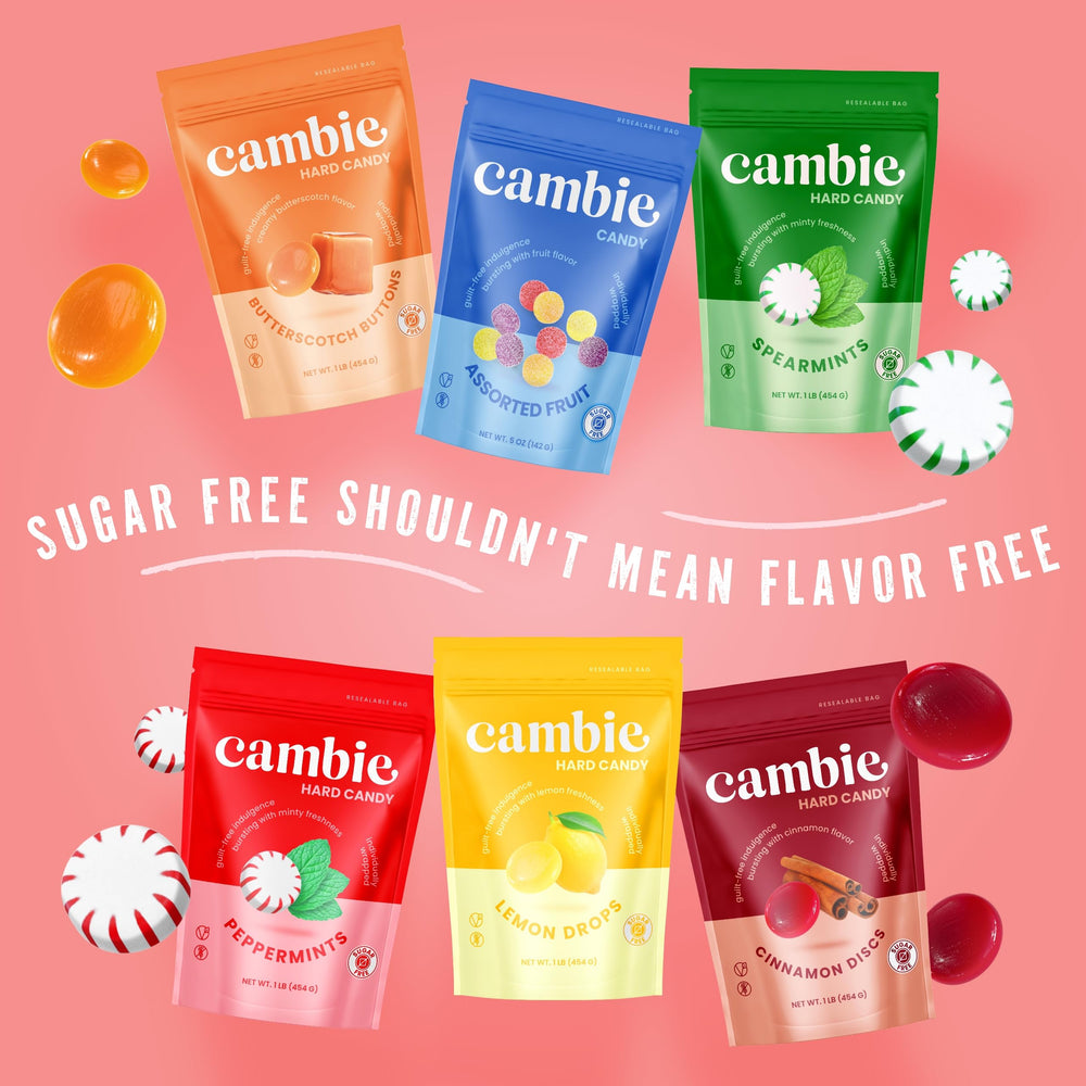 Cambie candies on desk showing everyday accessibility and low-sugar treat benefit