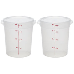 Cambro front view 4qt container with lid showing secure closure and stackable design