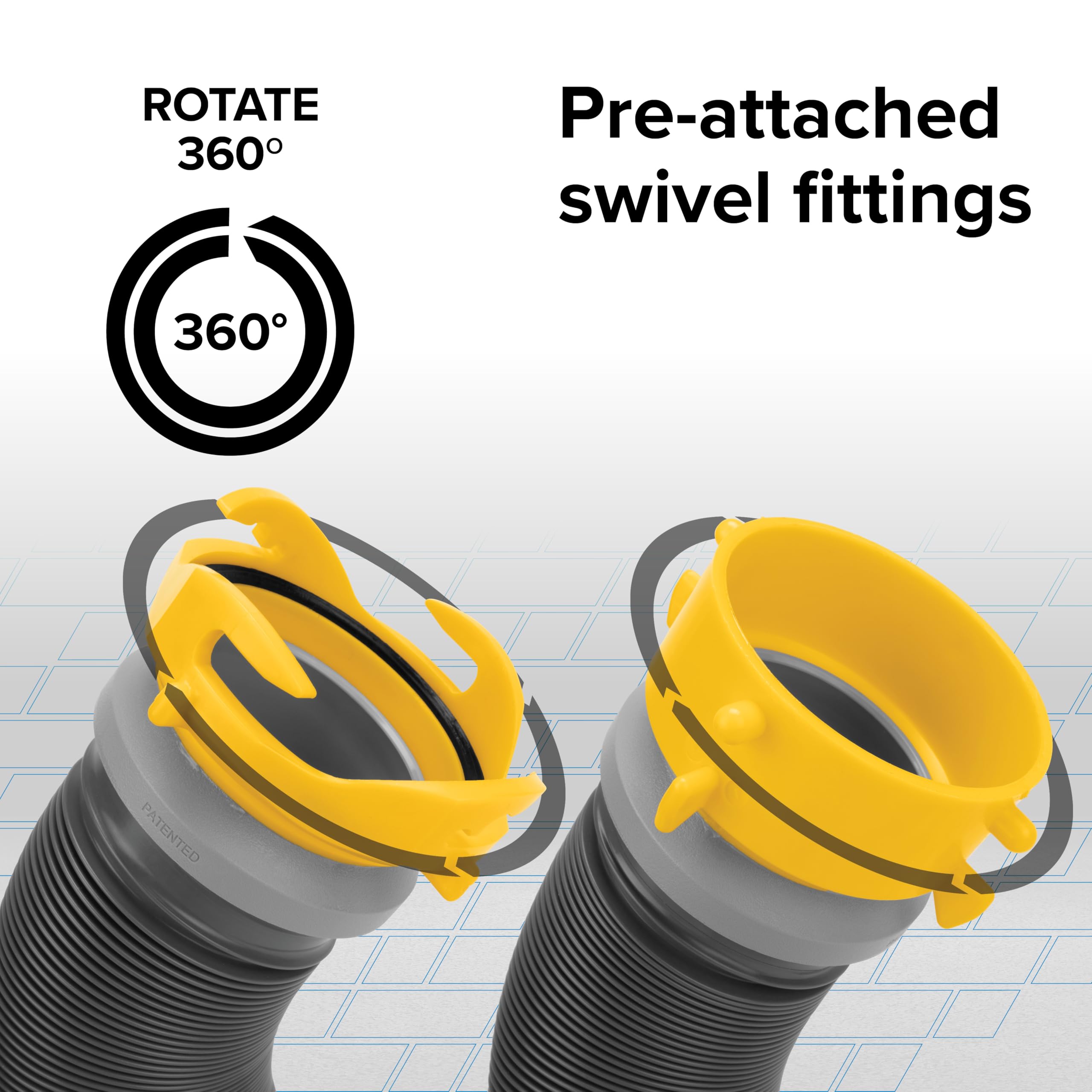 Camco hose full length laid out demonstrating extended reach benefit