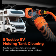 Camco Rhino Blaster vacuum breaker detail prevents backflow and protects freshwater