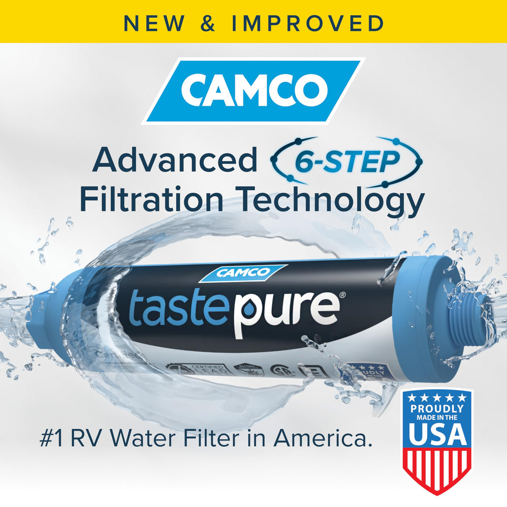 Camco Tastepure close-up of male and female hose connections reducing leaks and saving time
