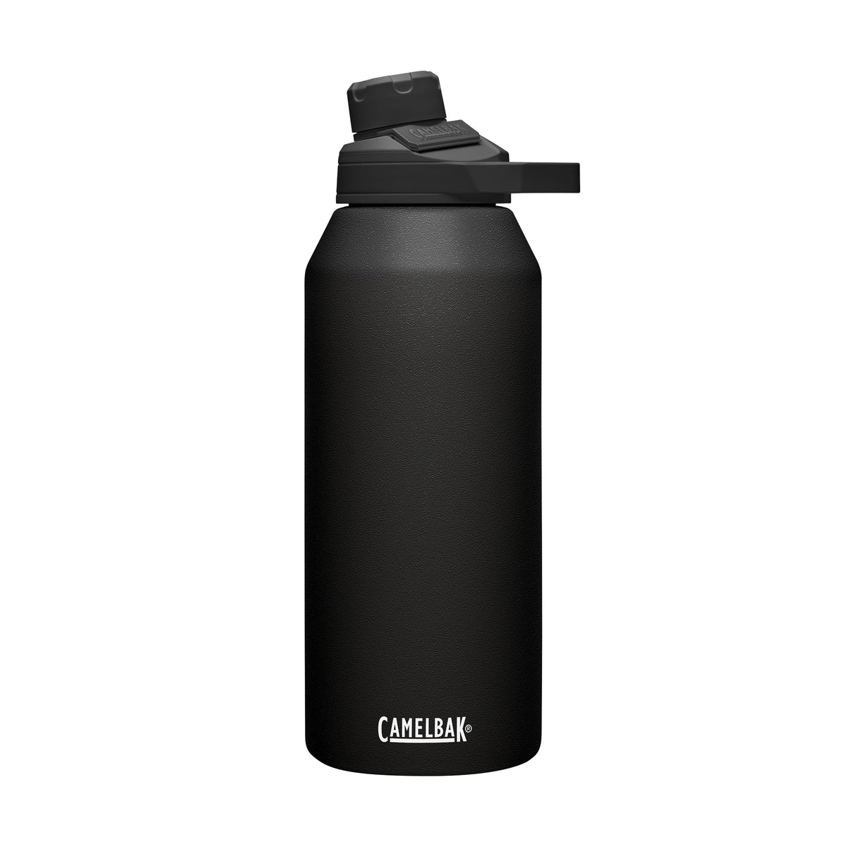 CamelBak Chute Mag front view showing sleek black bottle and capacity benefit