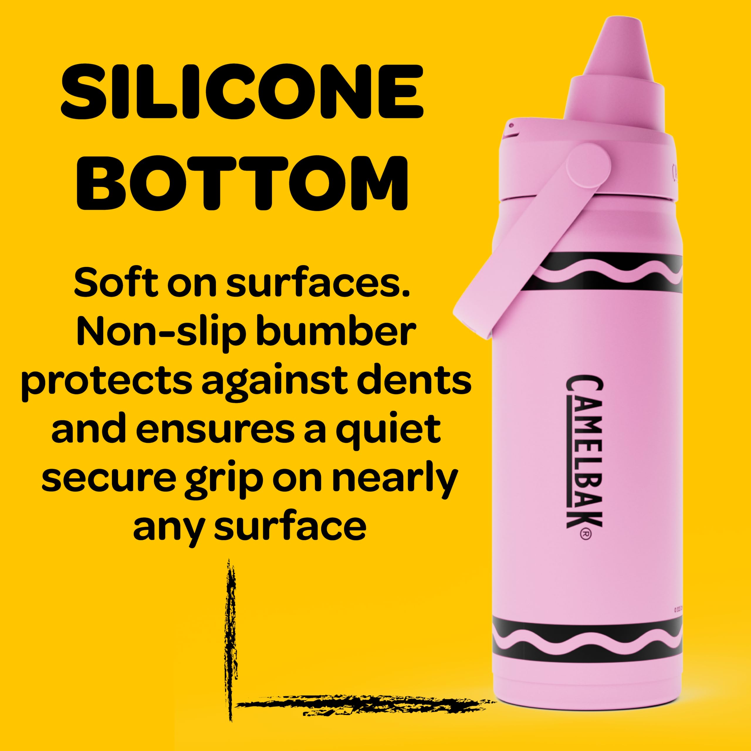 CamelBak Crayola in car cupholder illustrating secure travel-friendly fit