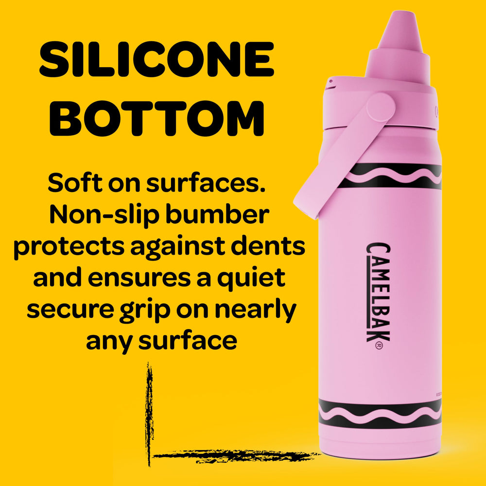 CamelBak Crayola in car cupholder illustrating secure travel-friendly fit