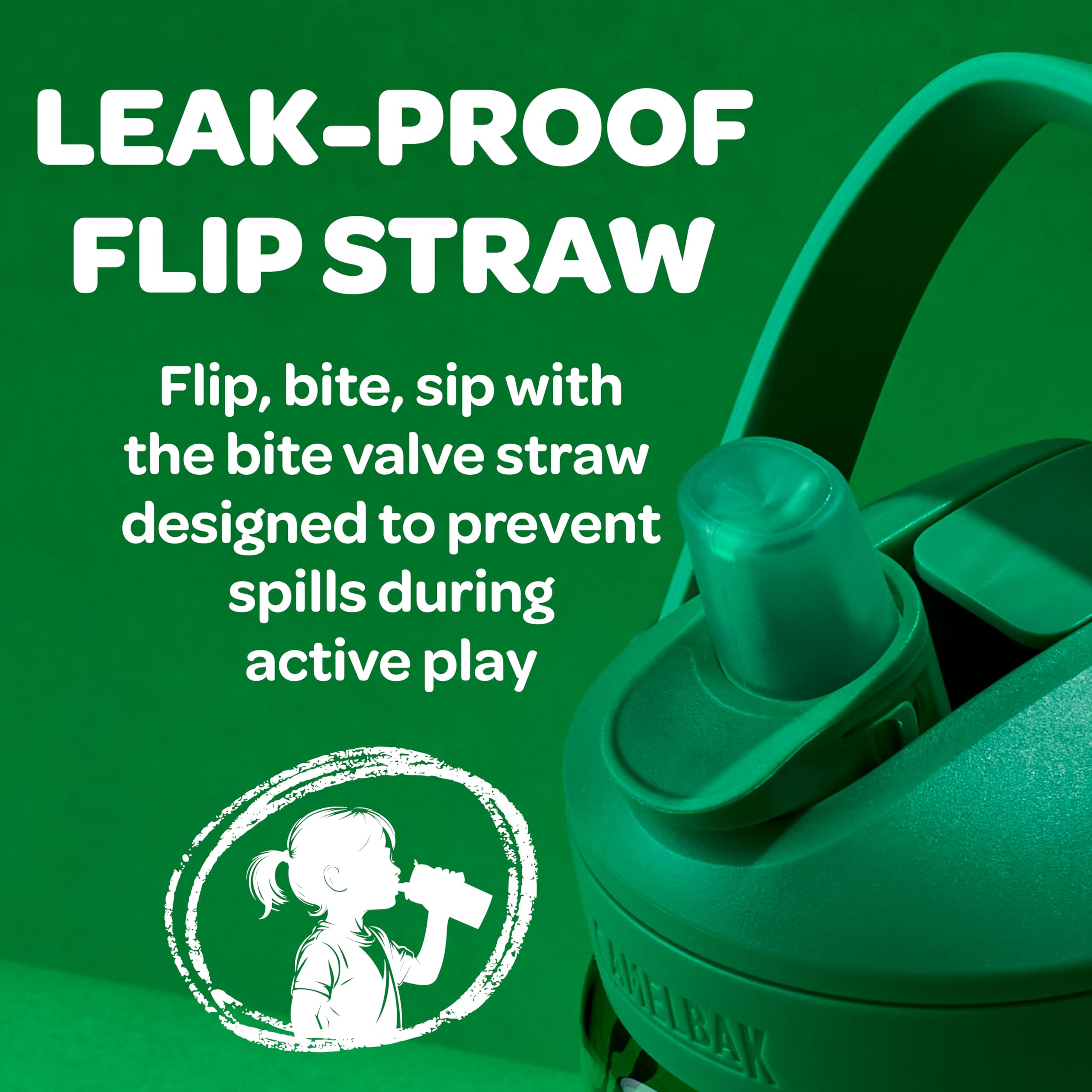 CamelBak side profile in a child’s hand for comfortable grip