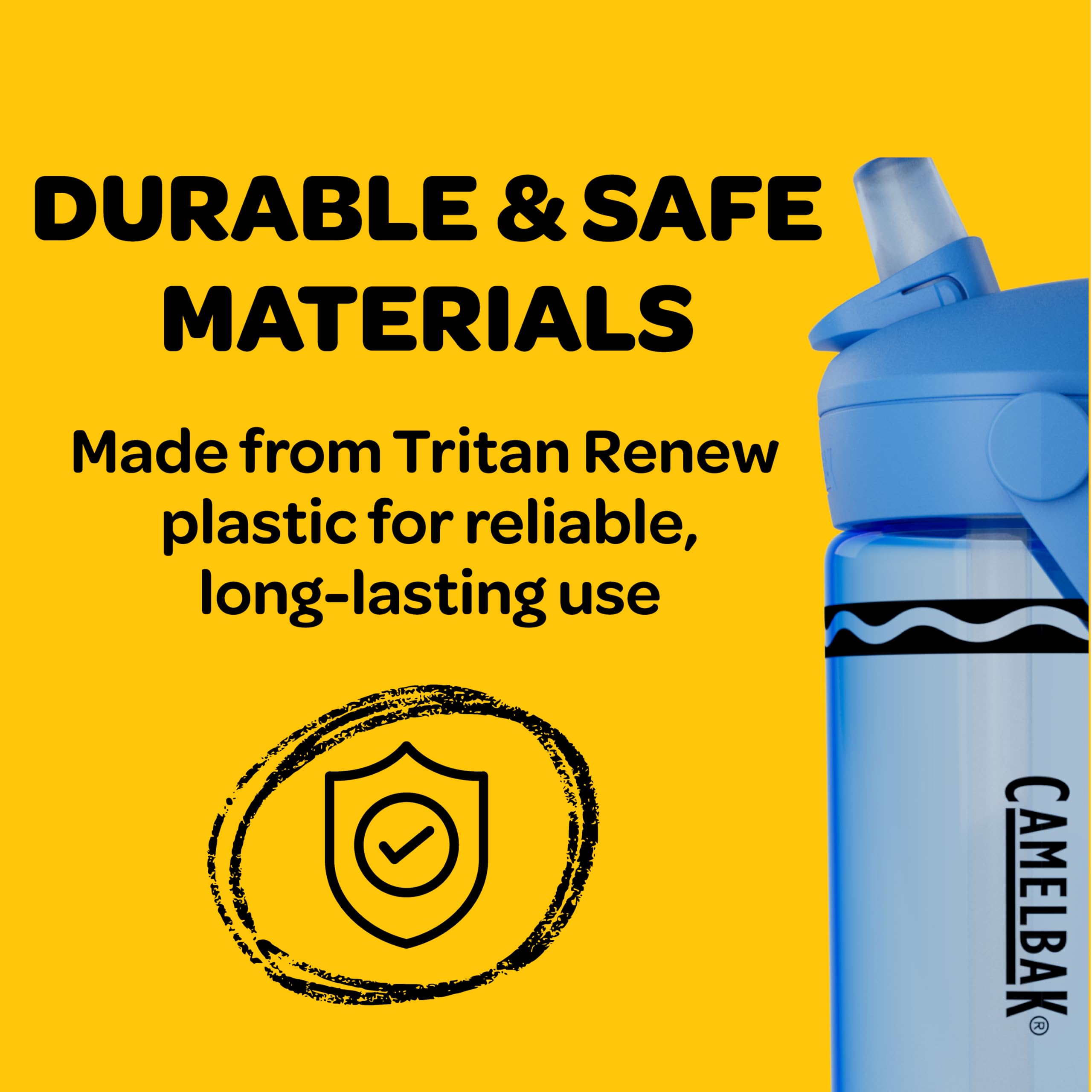 CamelBak Tritan Renew label view showing durable, long-lasting material