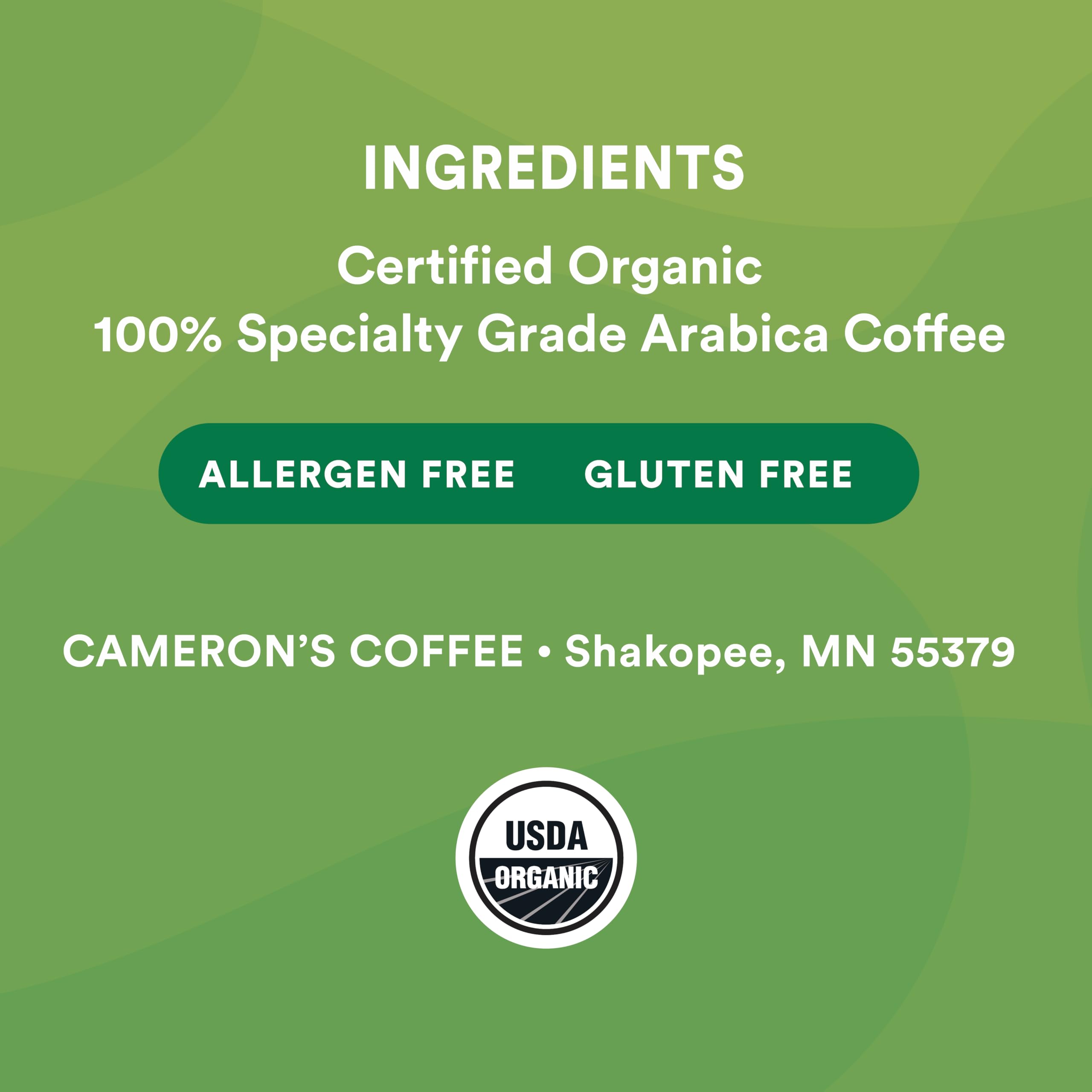 Cameron's Coffee beans with grinder illustrating fresh grind control benefit
