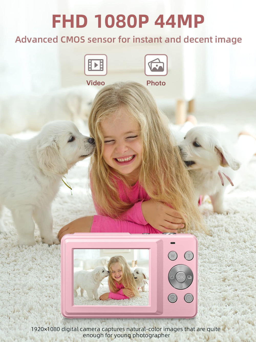 CAMKORY back LCD display visible for easy framing and preview