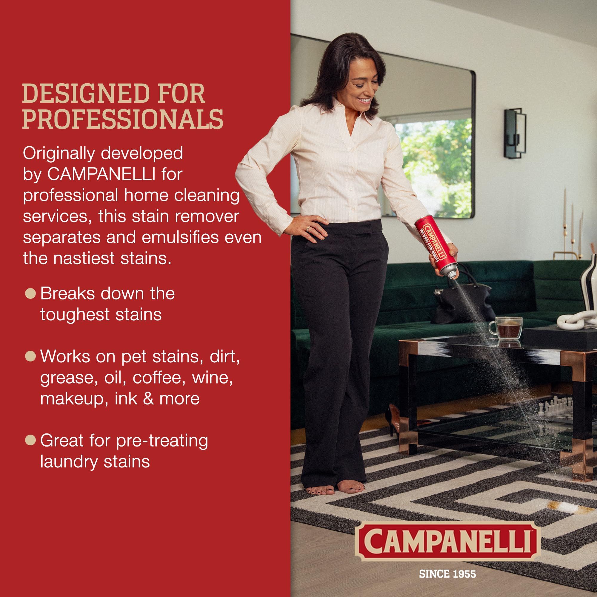 Campanelli placed in living room setting suggesting versatile household use