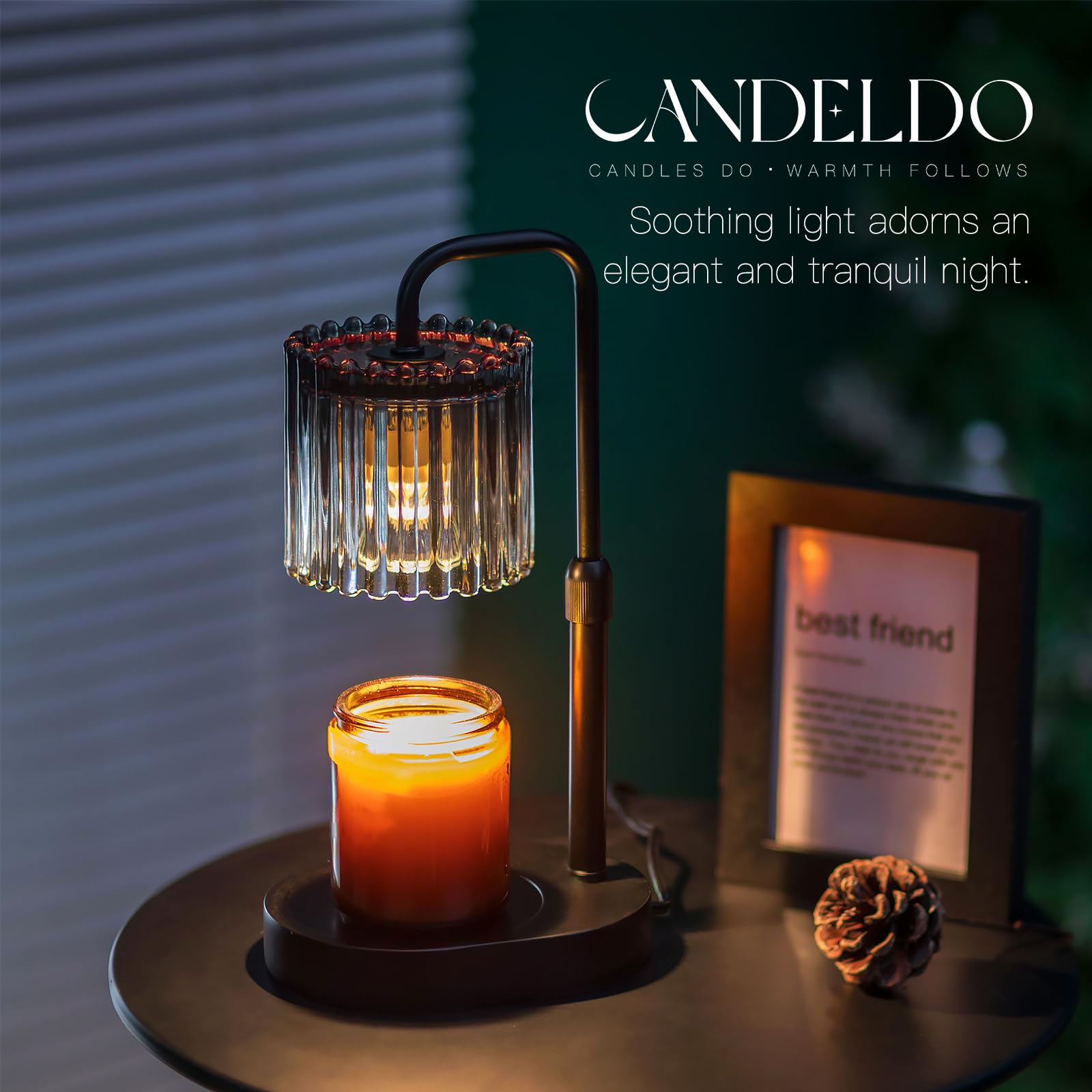 Candeldo close up of textured lampshade fabric, enhances ambient light and style