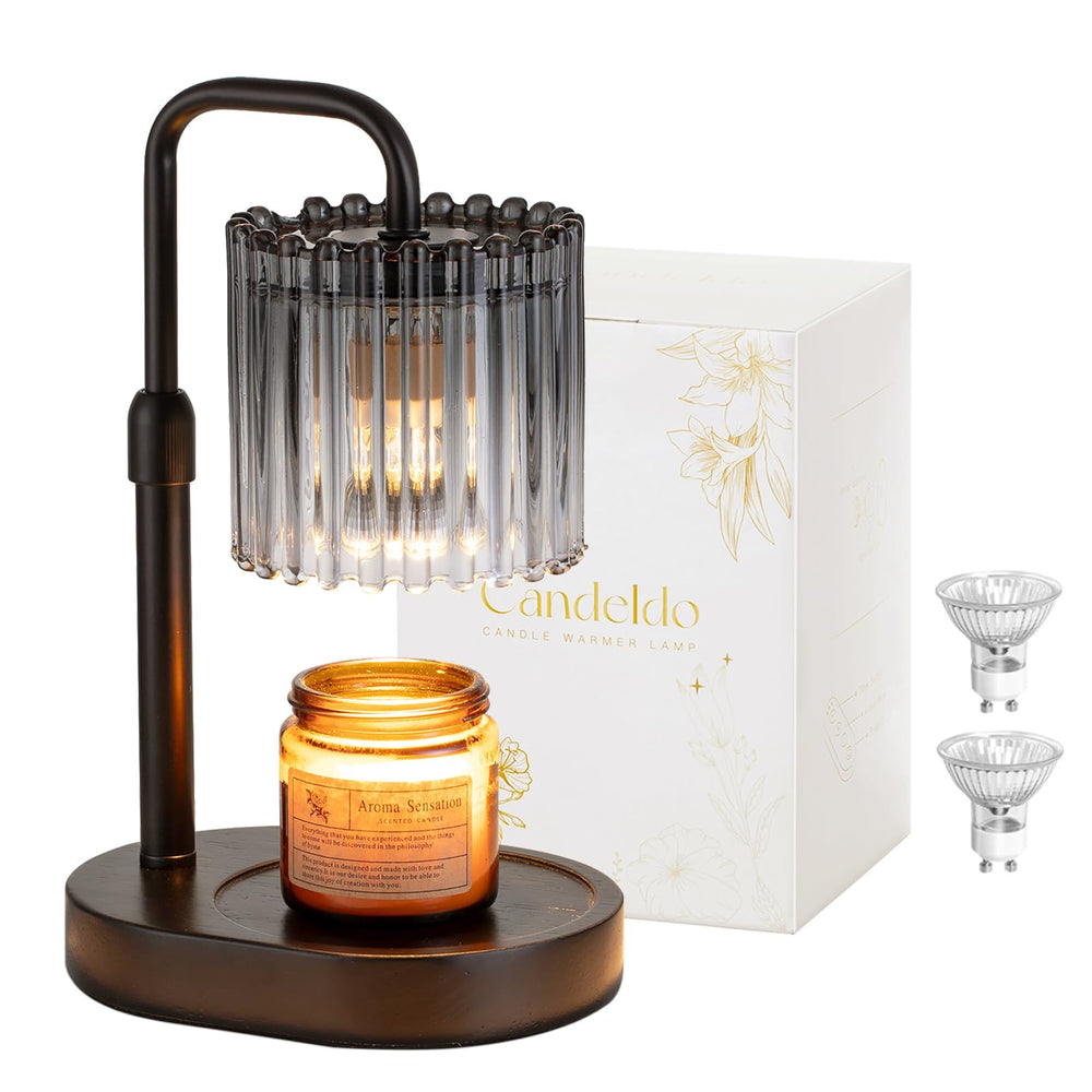 Candeldo front view showing sleek black base and smoke gray shade, adds safe fragrance