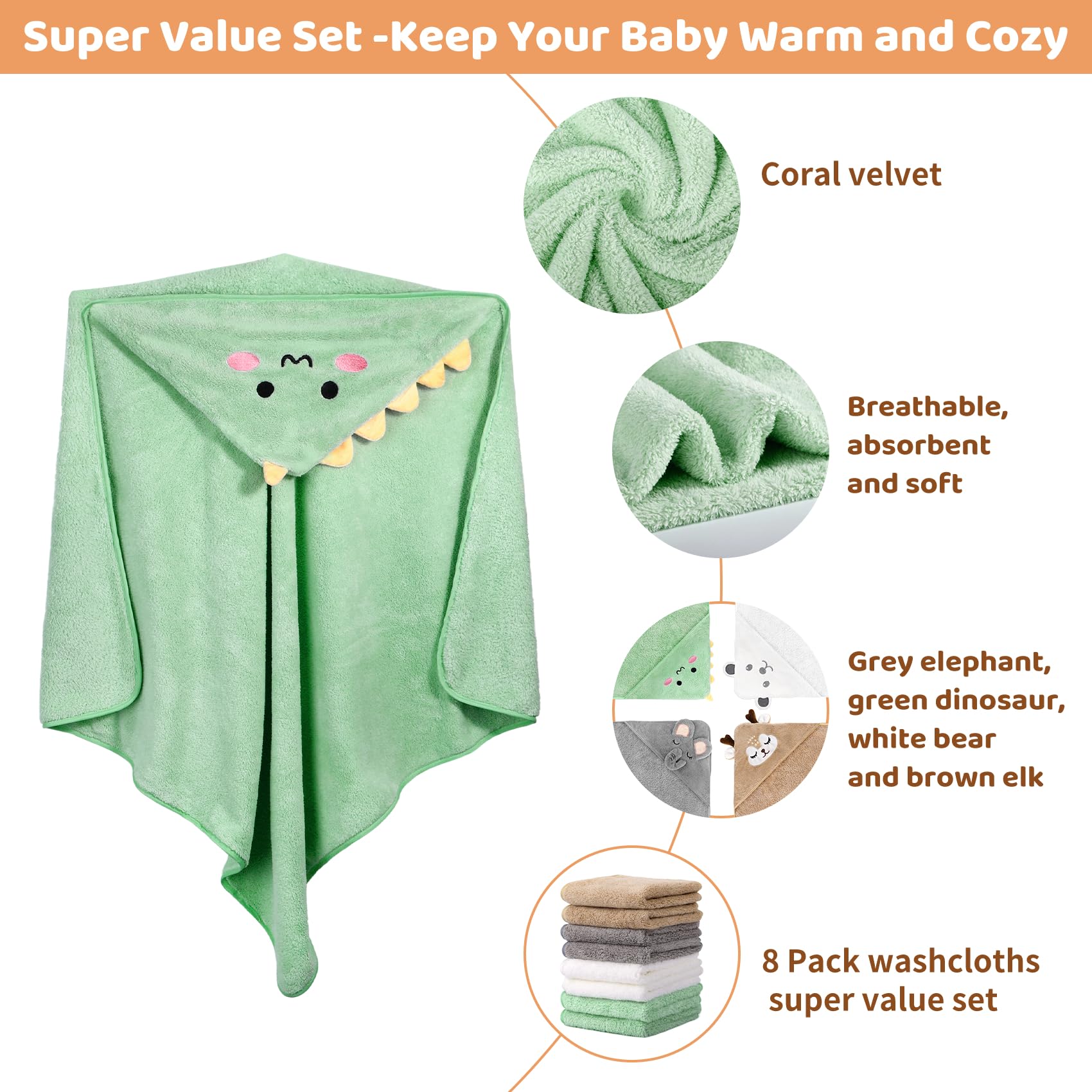 CandyHome washcloths stack size comparison showing compact convenience