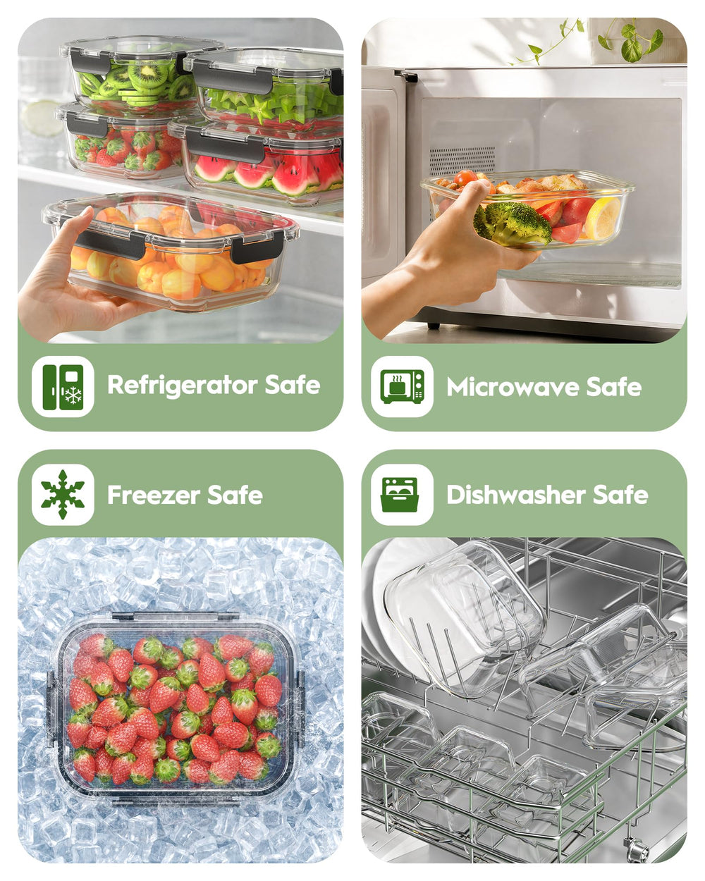 Canfanni lineup showing round rectangular and square sizes for meal prep versatility