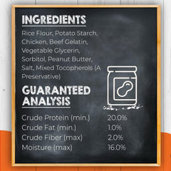 Canine Naturals peanut butter coating detail showing real peanut butter for authentic taste appeal