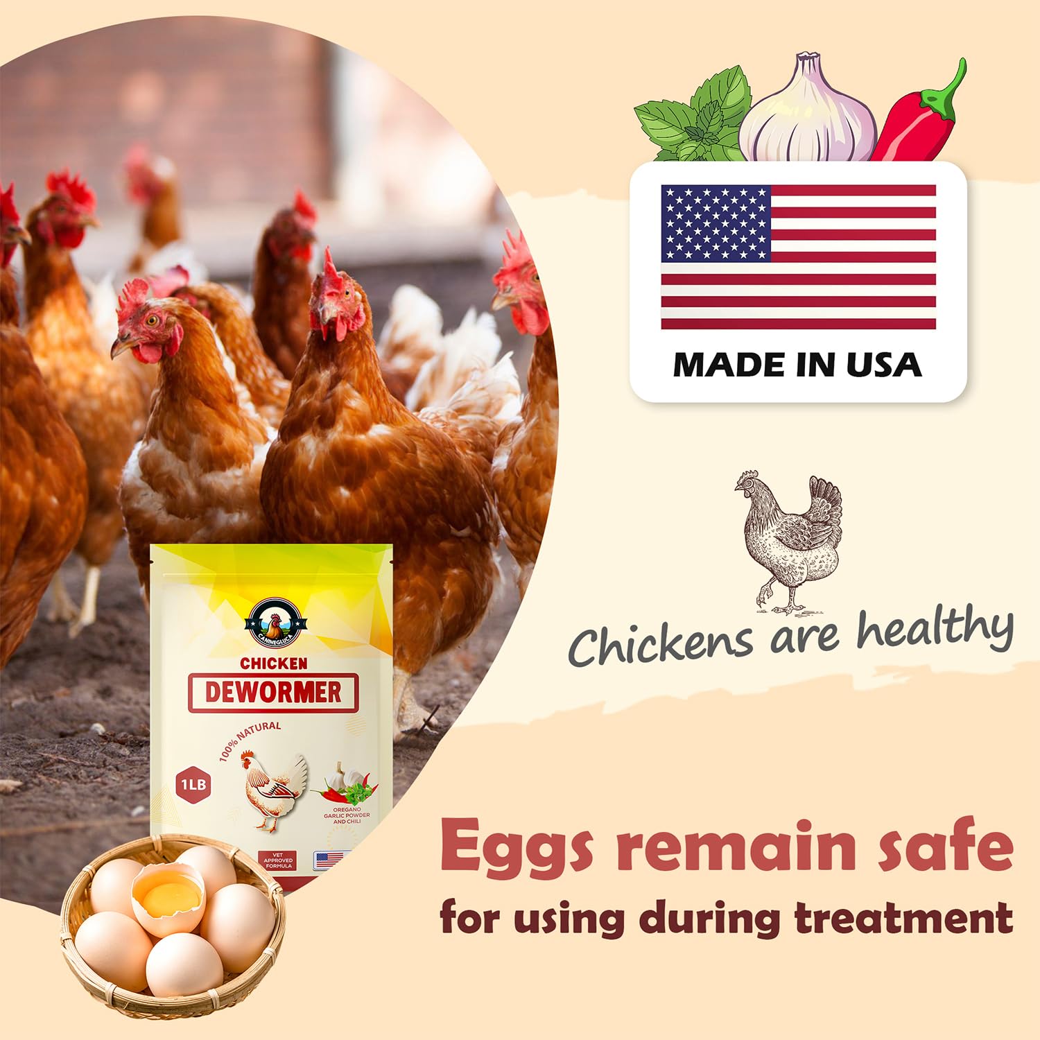 CanineGluca measured teaspoon showing correct dosage guidance for adult chickens