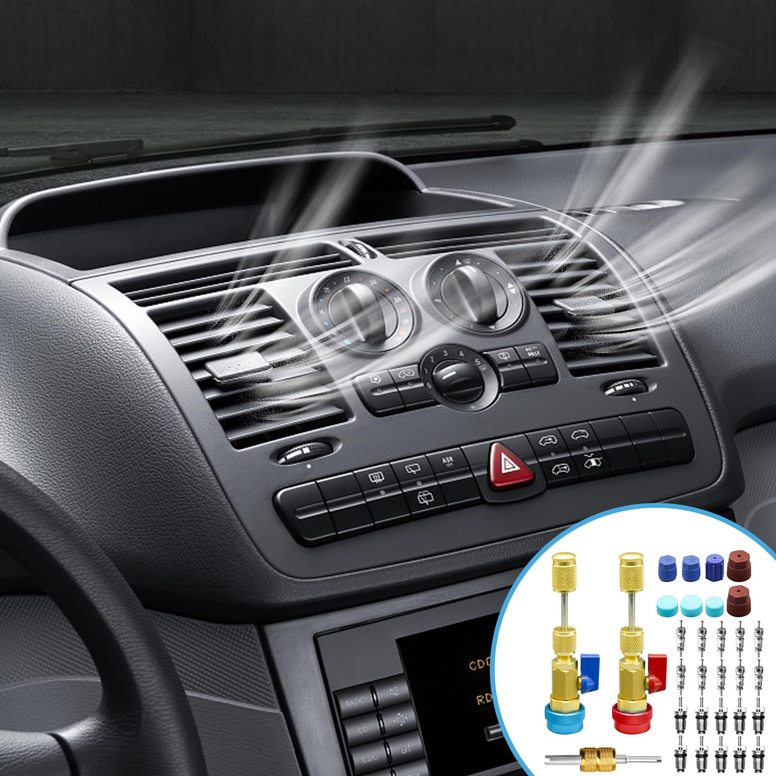 CANIPHA tool attached to car AC service port demonstrating field use