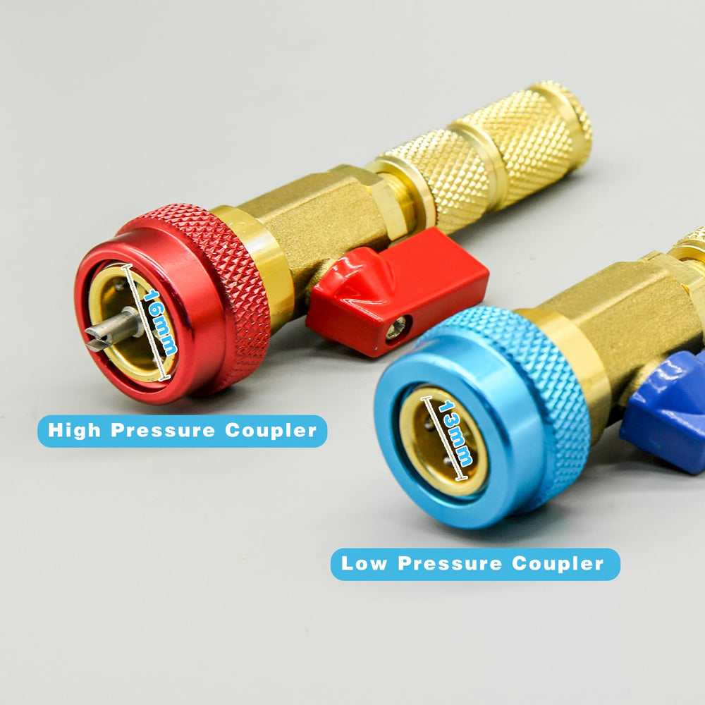 CANIPHA red and blue pressure connectors close-up showing leak prevention