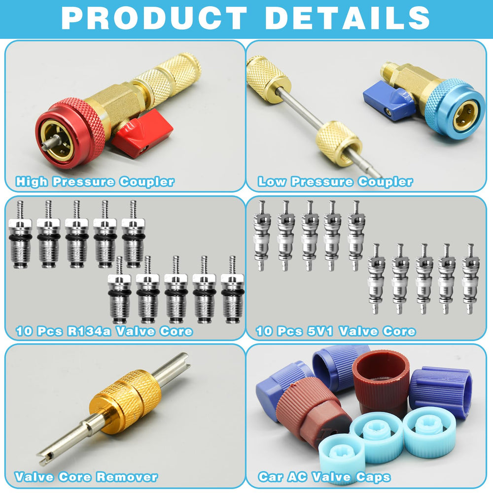 CANIPHA assortment of R134A and 5V1 valve cores for wide compatibility