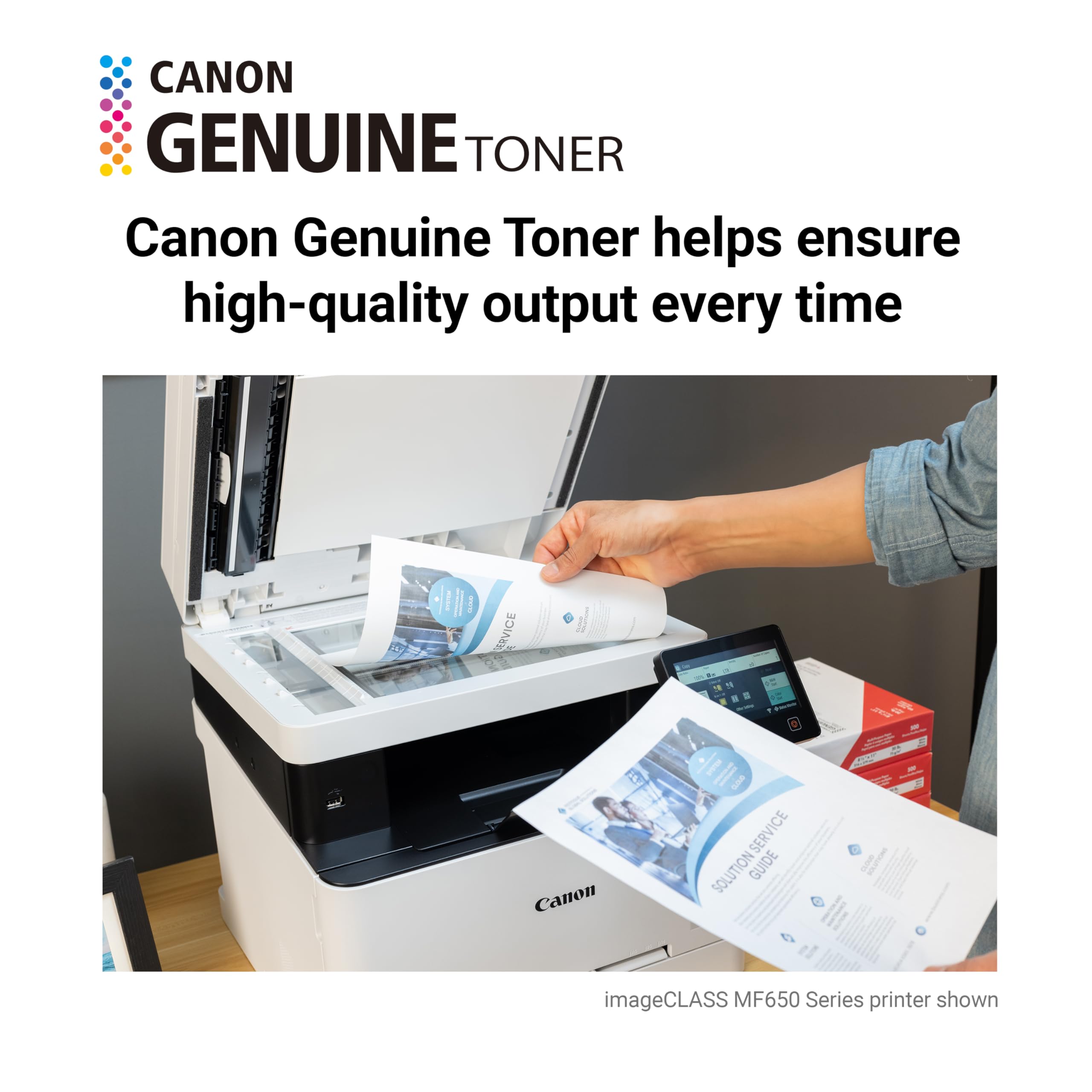 Canon 067 toner nozzle close-up highlighting precise dispensing and clean output