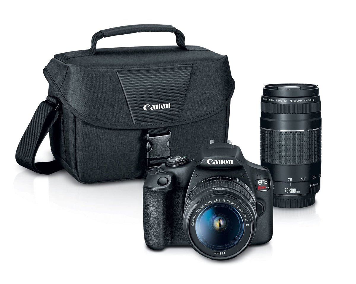 Canon Rebel T7 front view with both lenses showing kit versatility
