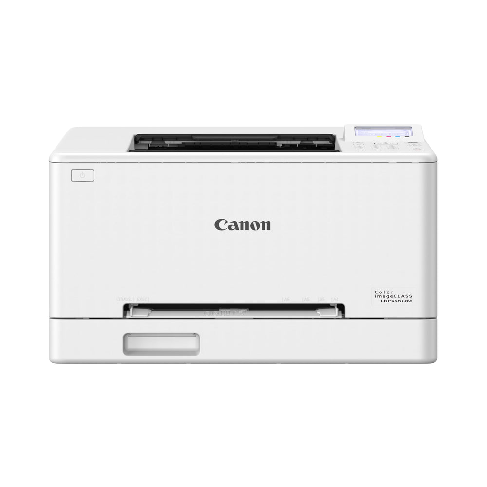 Canon imageCLASS LBP646Cdw front view showing compact design and professional output