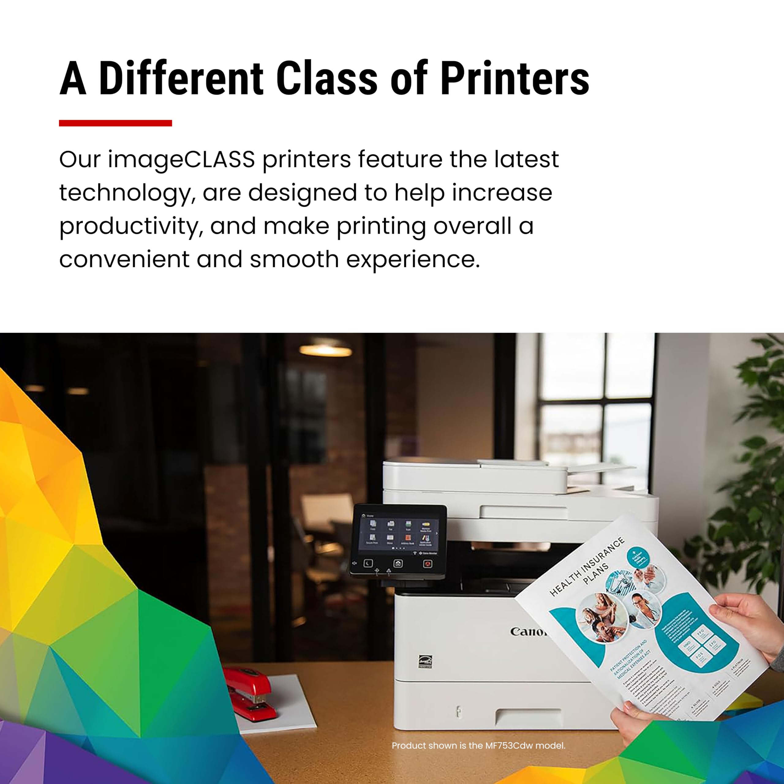 Canon MF753Cdw II poster output sample showing large-format signage capability