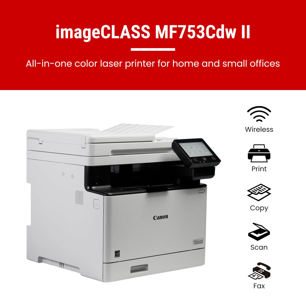 Canon MF753Cdw II 5-inch touchscreen closeup for easy menu navigation