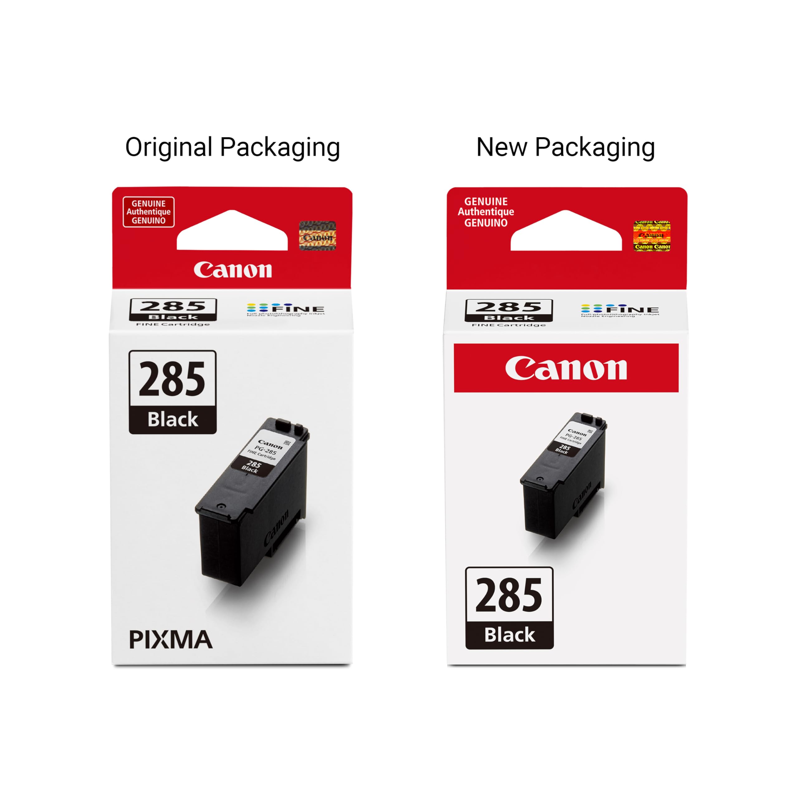 Canon PG-285 cartridge nozzle close-up demonstrating print precision benefit
