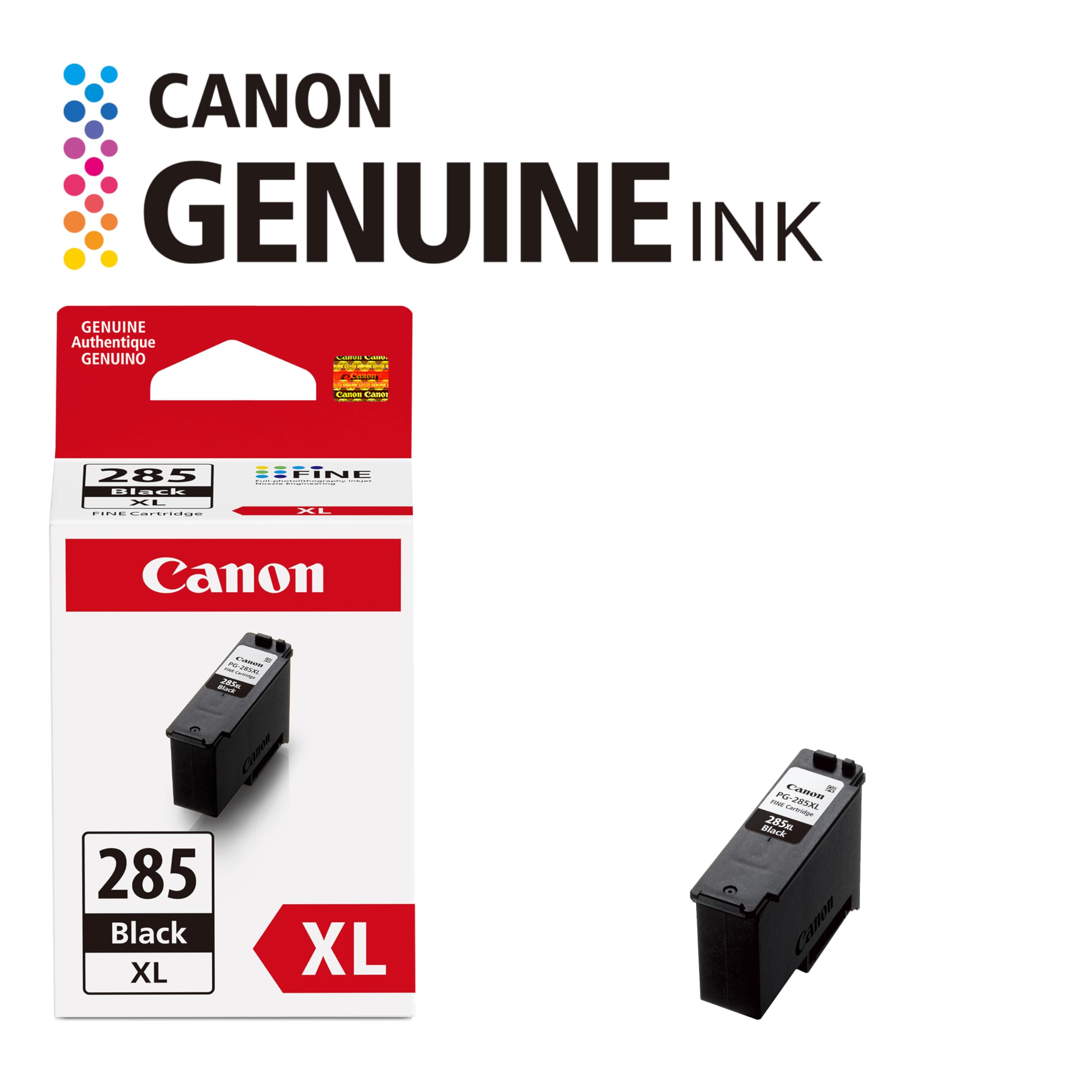 Close-up of Canon PG-285 XL cartridge printhead and contacts for reliable fit