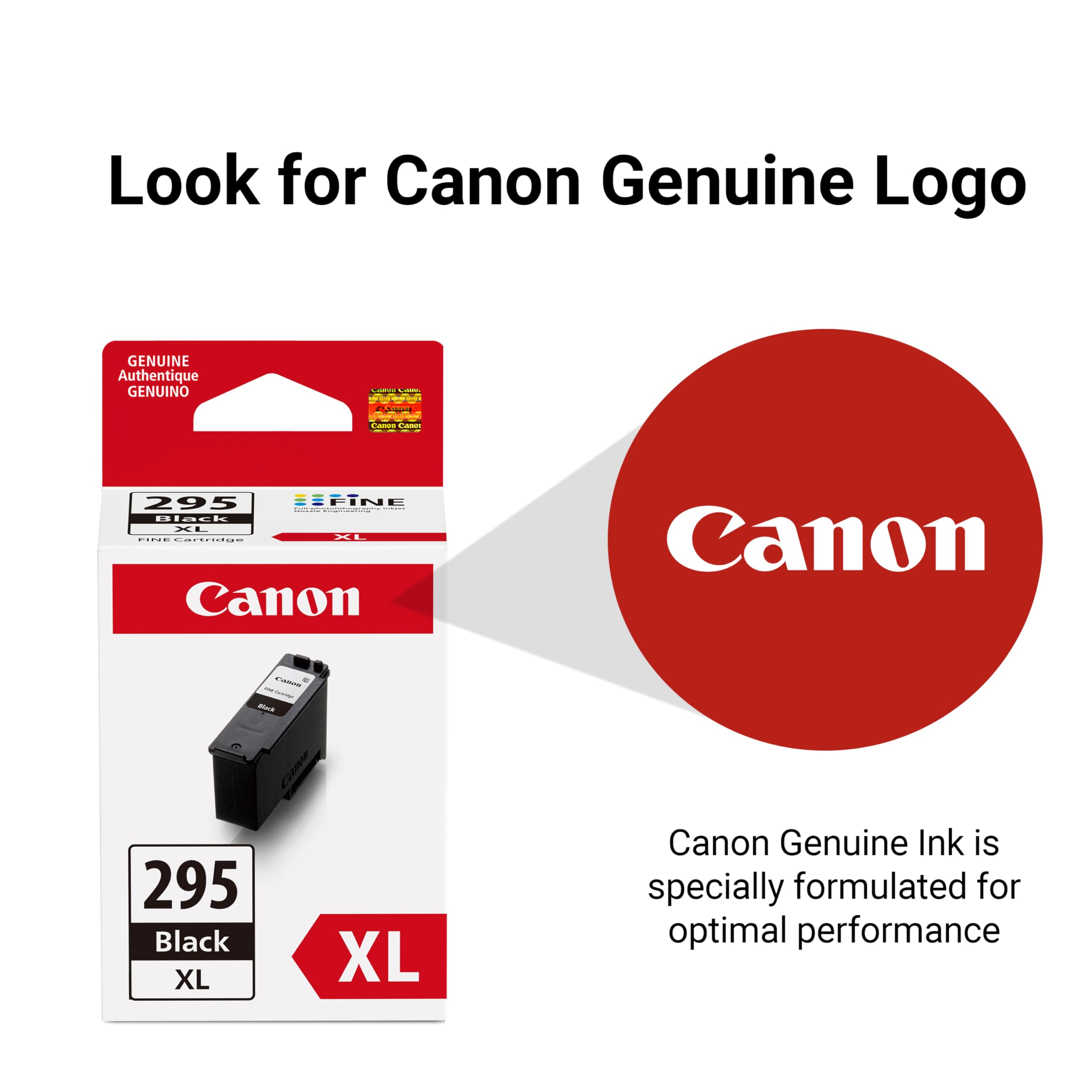 Canon PG-295XL printed text sample showing crisp dark black letters