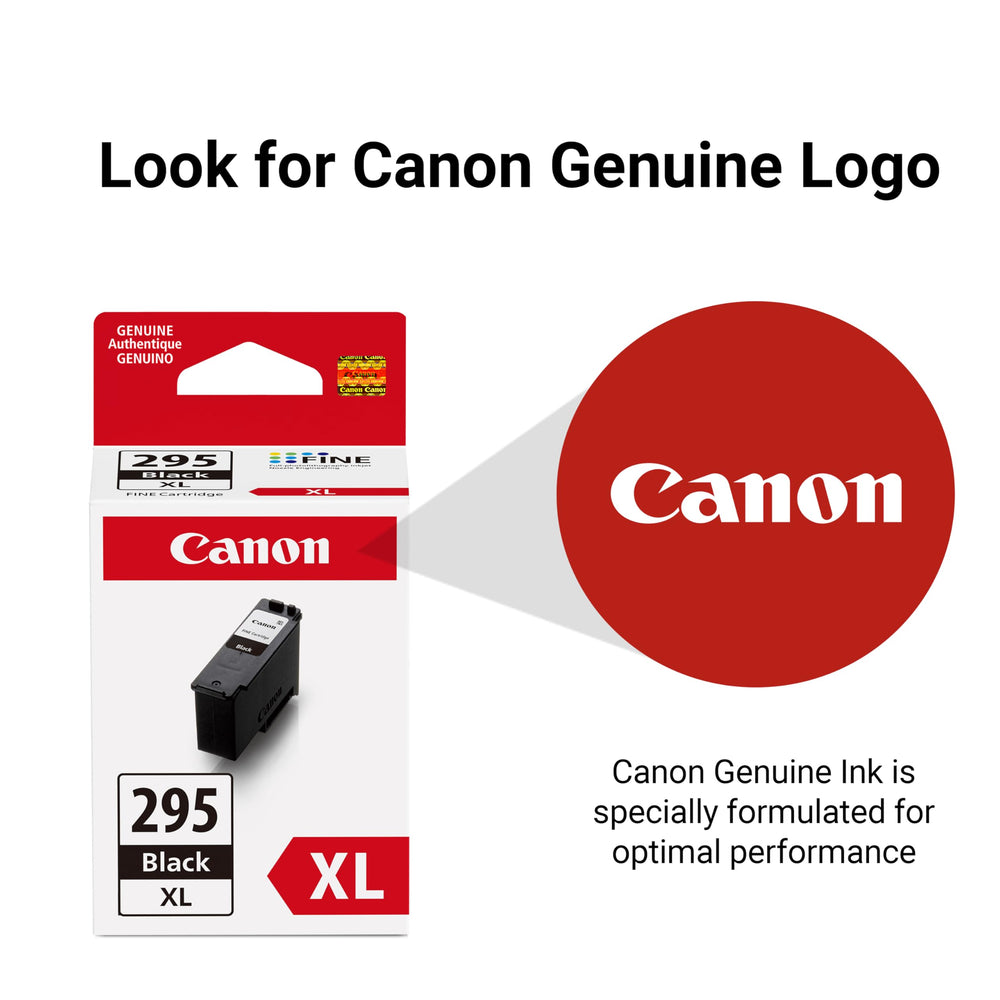 Canon PG-295XL printed text sample showing crisp dark black letters