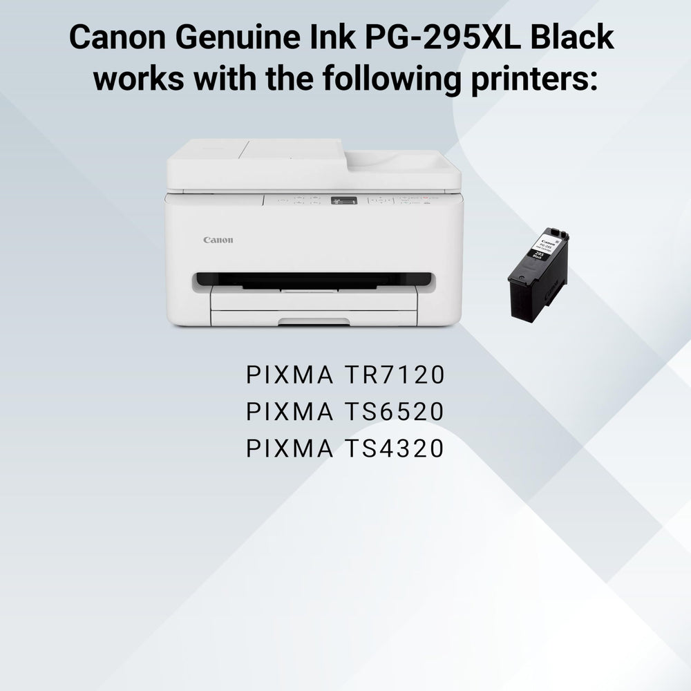Canon PG-295XL with Canon printer and color cartridge showing matched-ink system