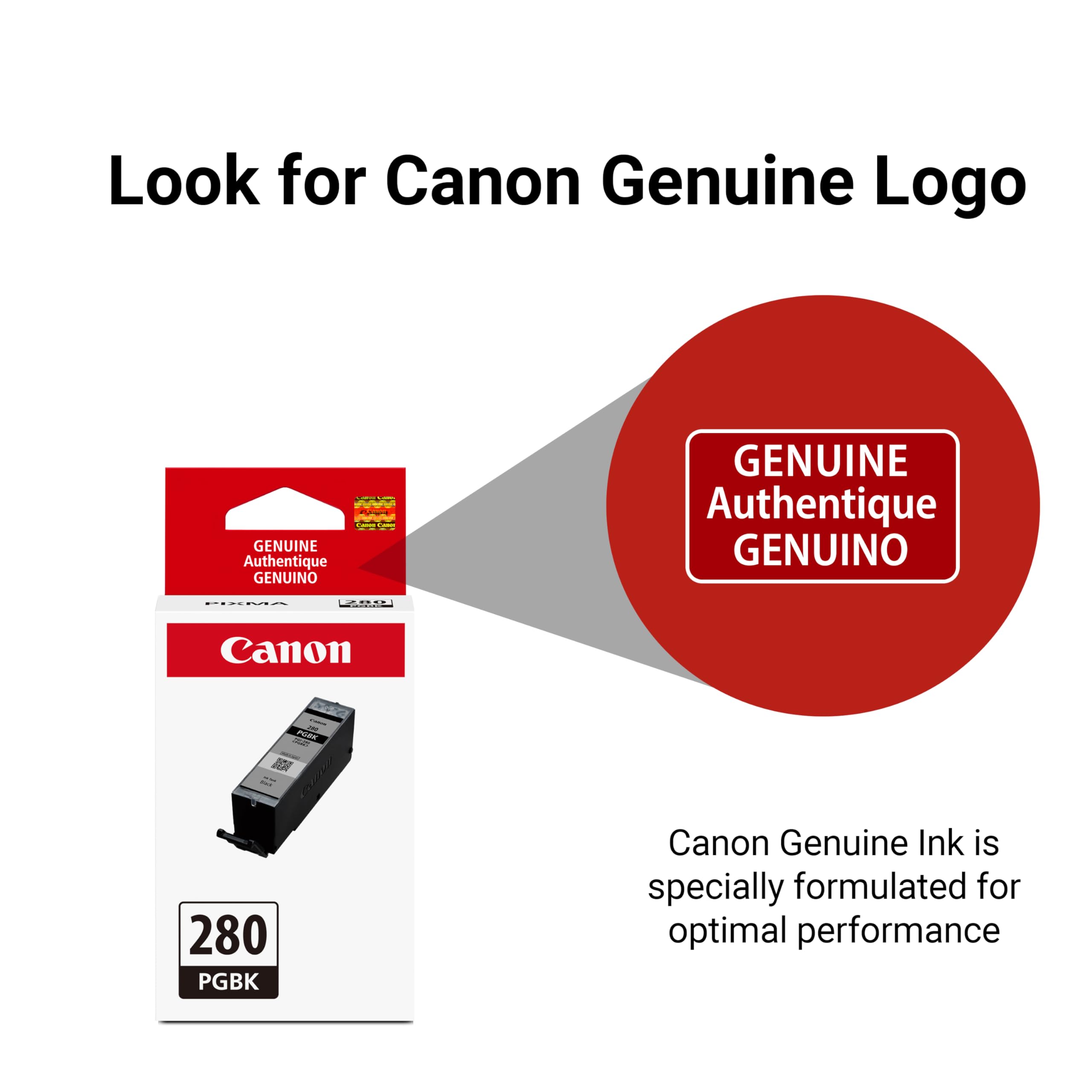 Canon PGI-280 beside pen for scale showing compact size and easy storage