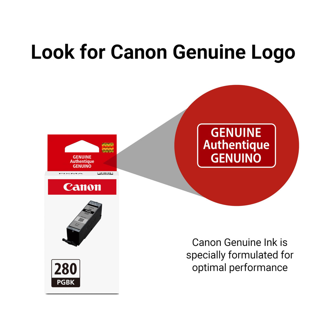 Canon PGI-280 beside pen for scale showing compact size and easy storage