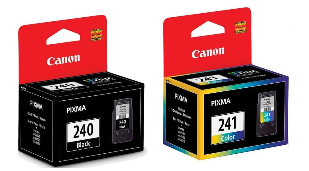 Close-up of Canon cartridge nozzle and label demonstrating precise fit and leak protection
