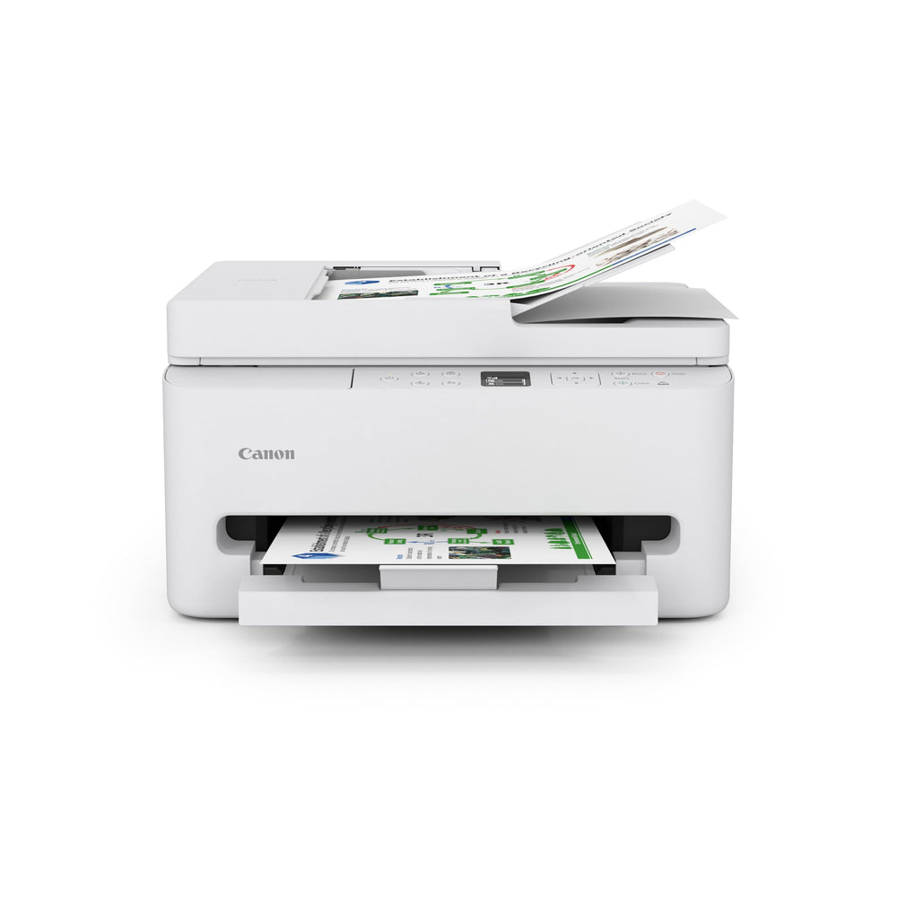 Canon PIXMA TR7120 front view showing compact all‑in‑one design and quick access