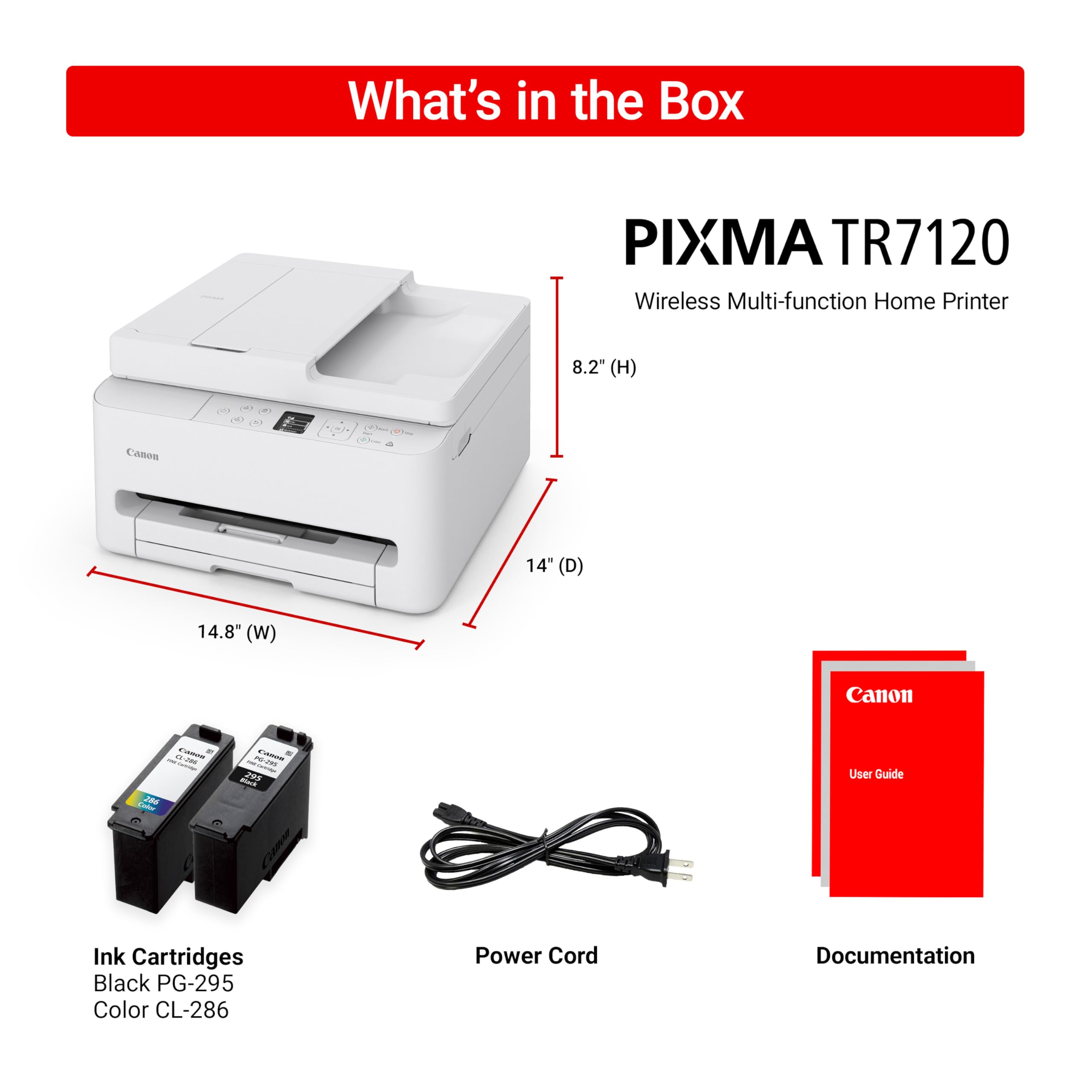Canon PIXMA TR7120 paper feed and labels view showing organized media handling