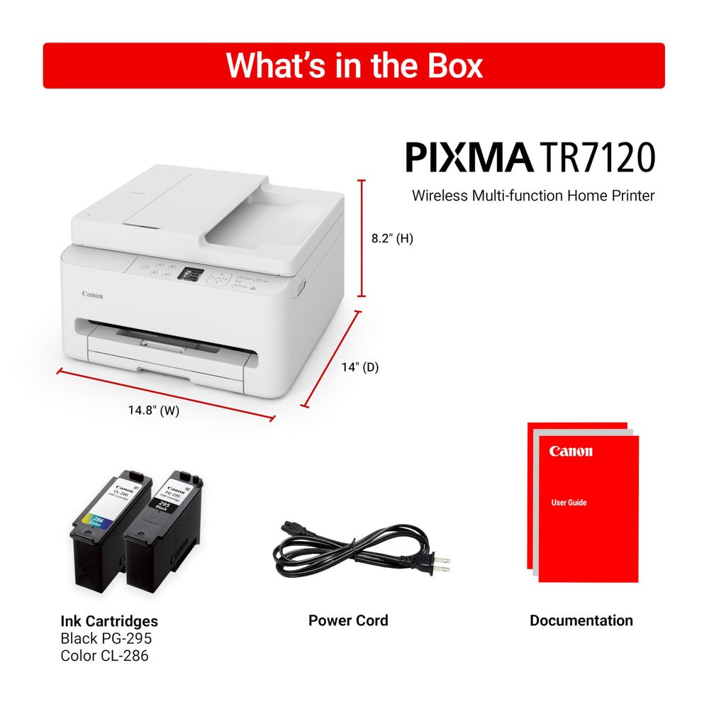 Canon PIXMA TR7120 paper feed and labels view showing organized media handling