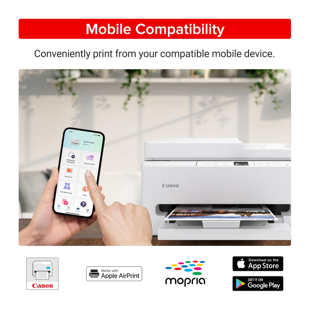 Canon PIXMA TR7120 slim side profile demonstrating small footprint and neat placement