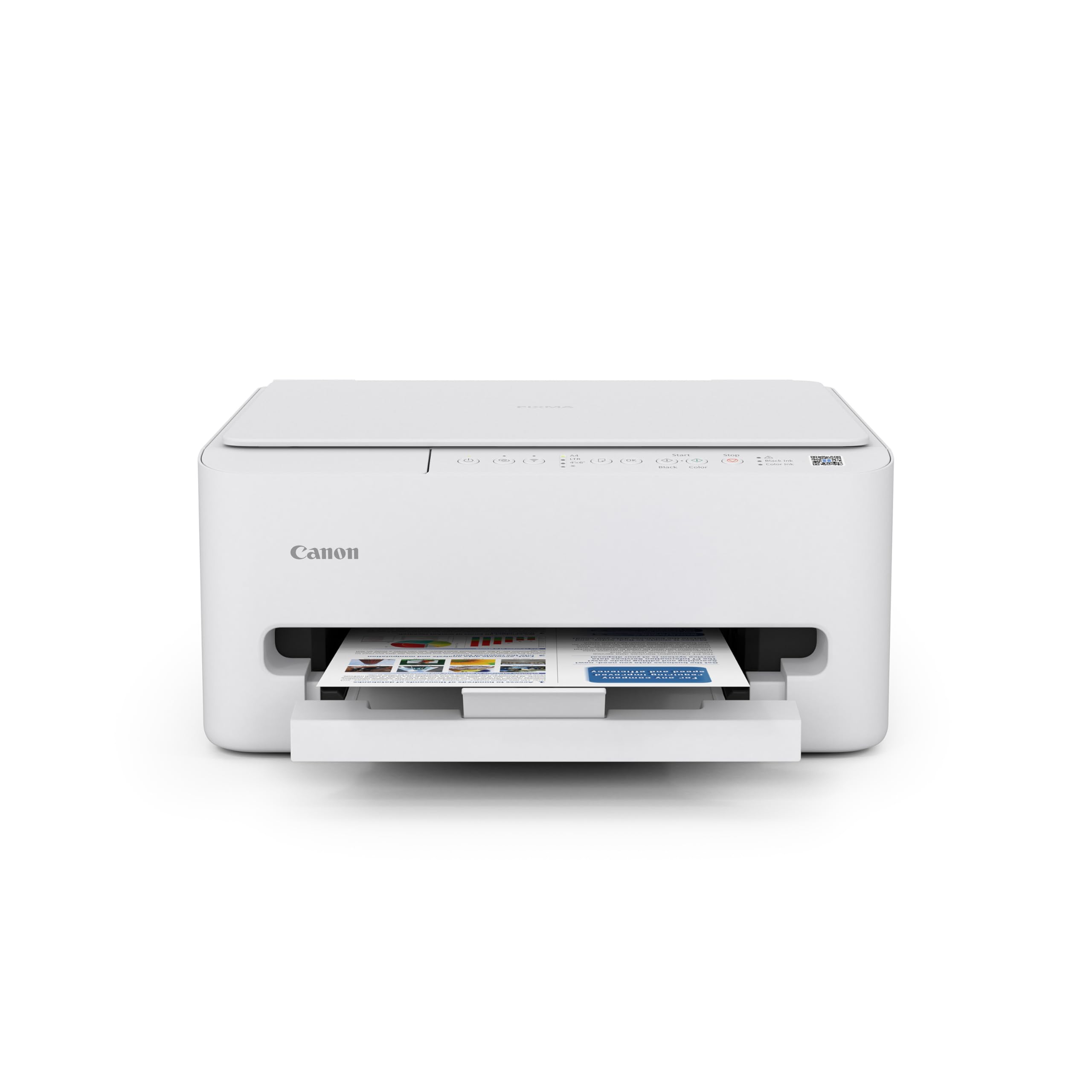 Canon PIXMA TS4320 front view showing compact design and controls for easy placement